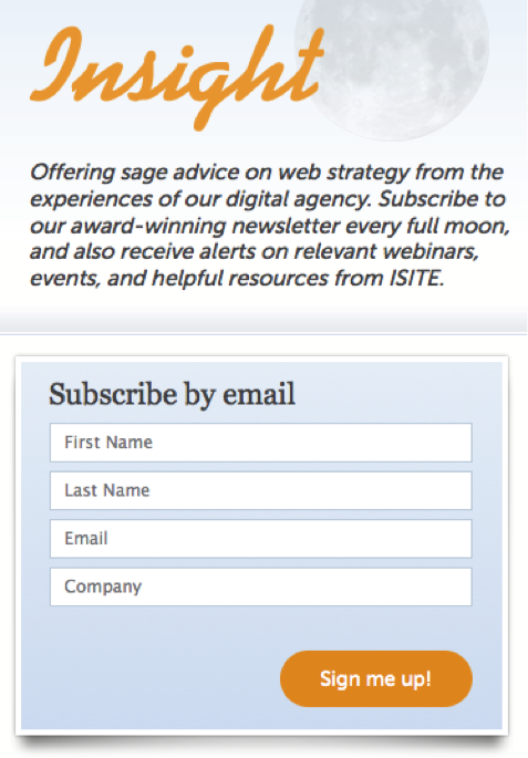 Isite sign up box